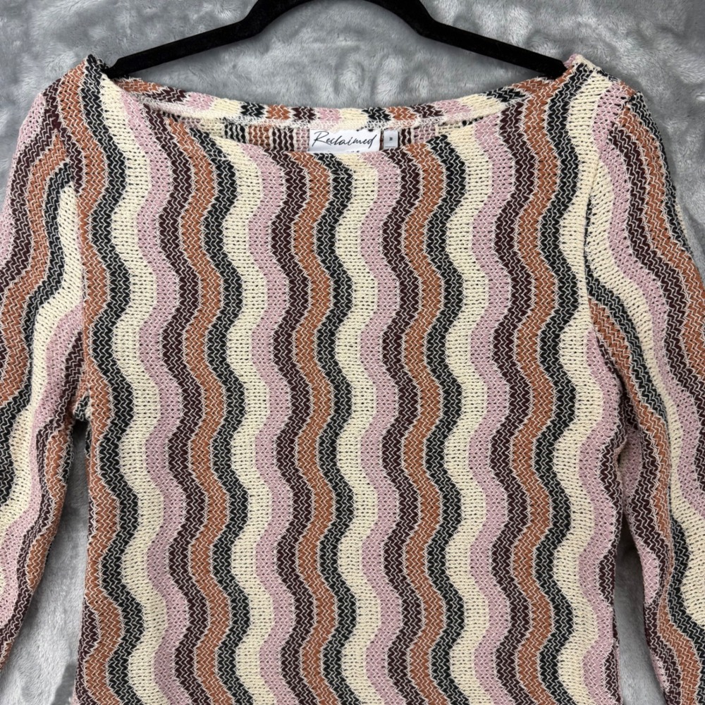 Reclaimed Vintage WMN Multi Color Wavy Stripe Knit Long Sleeve Top Medium NEW - Picture 10 of 15